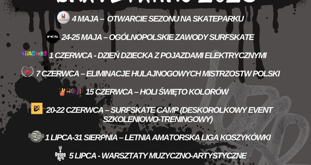 Kalendarz wydarzeń na skateparku 2025